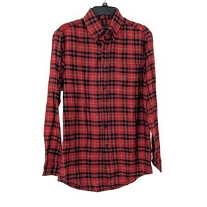 Saddlebred Mens Red Navy Blue Plaid Flannel Shirt 100% Cotton Small NWT
